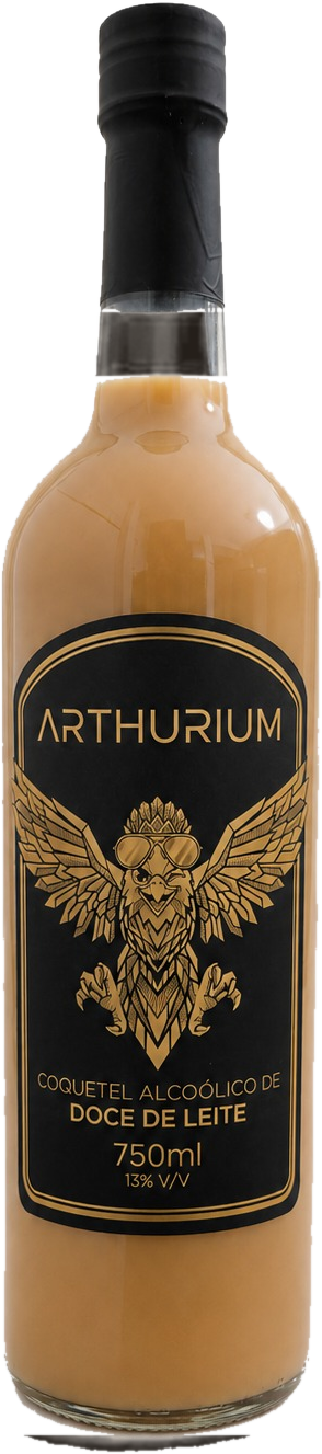 Rótulo frontal da Arthurium com a águia dourada de óculos aviador